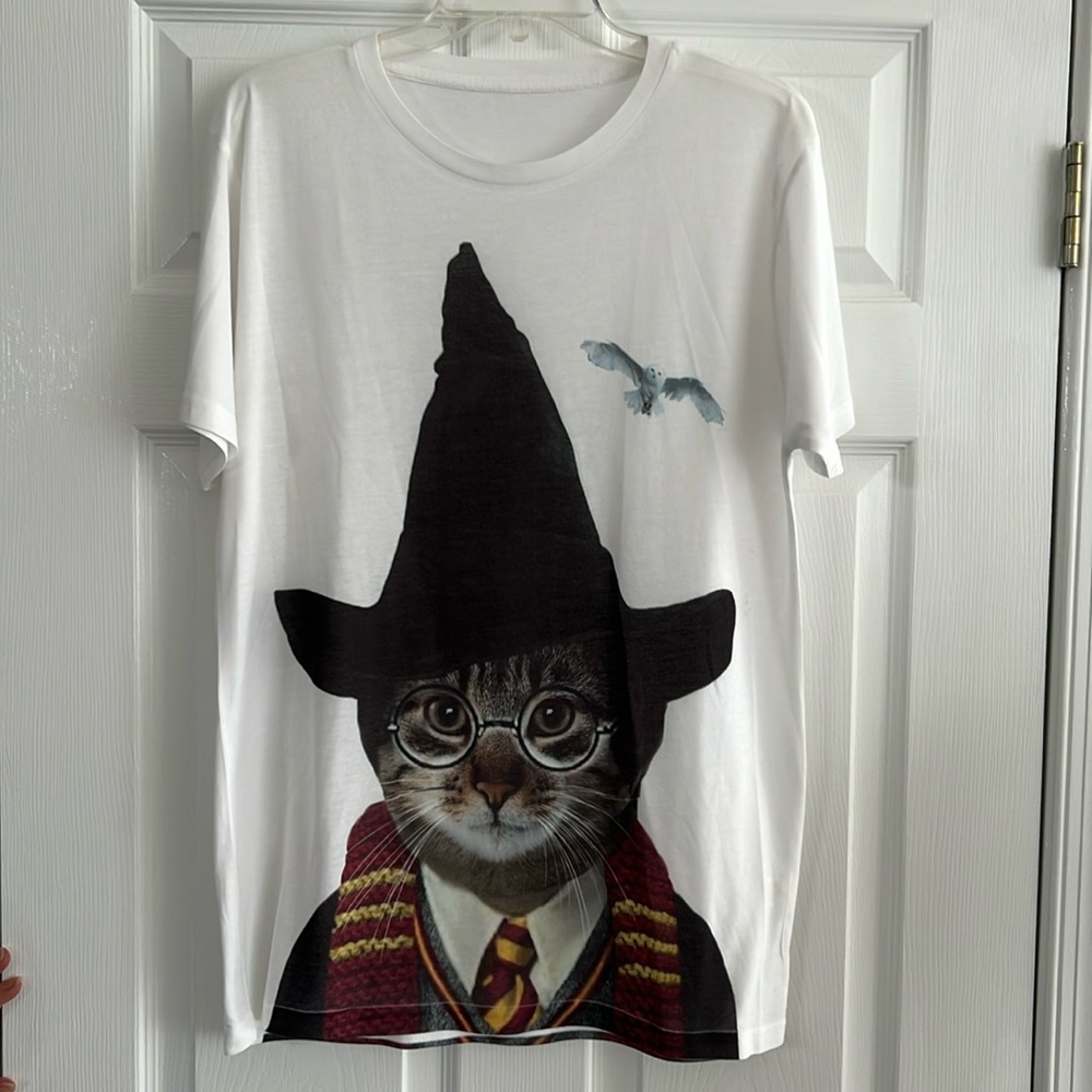 Harry Potter Cat white oversized T Shirt M